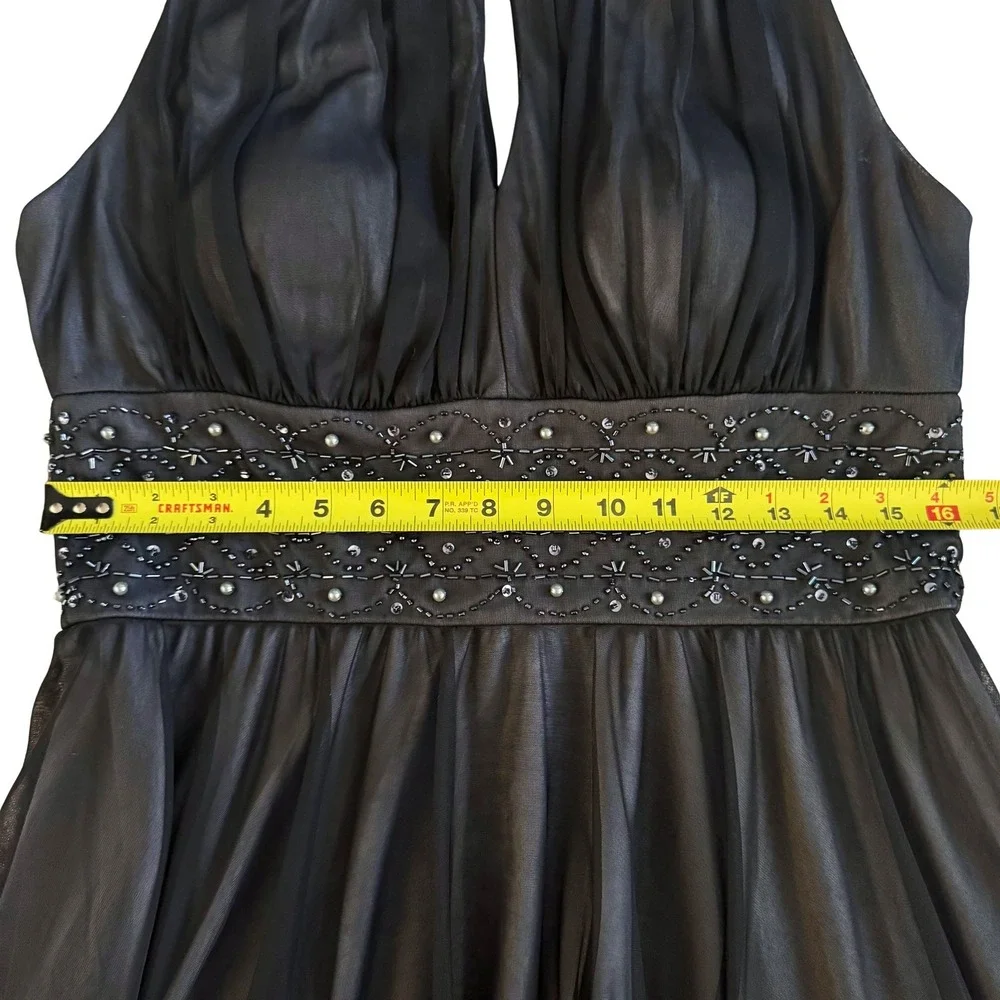 La Nouvelle Renaissance Black dress Beaded Waist Keyhole Size 12 HOCO Semi Fairy